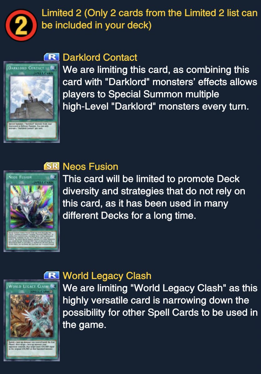 Yugioh News 𝗗𝘂𝗲𝗹 𝗟𝗶𝗻𝗸𝘀 𝗙𝗼𝗿𝗯𝗶𝗱𝗱𝗲𝗻 𝗟𝗶𝗺𝗶𝘁𝗲𝗱 𝗟𝗶𝘀𝘁 Changes Will Be Applied When Updating Yugioh Duel Links To Version 4 1 0 Which Will Become Available Some Time Between 21 23 Oct T Co Vmw9tuznwr Yugioh News 𝗗𝘂𝗲𝗹 𝗟𝗶𝗻𝗸𝘀 𝗙𝗼𝗿𝗯𝗶𝗱𝗱𝗲𝗻 𝗟𝗶𝗺𝗶𝘁𝗲𝗱 𝗟𝗶𝘀𝘁 Changes Will Be Applied When Updating Yugioh Duel Links To Version 4 1 0 Which Will Become Available Some Time Between 21 23 Oct T Co Vmw9tuznwr