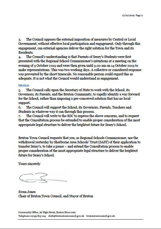 BrutonTC's tweet photo. "Take a pause"

#BrutonMayor letter to @RSC_SW on behalf of @BrutonTC, regarding the proposed transfer of @SexeysSchool to a Multi-Academy Trust (MAT)… #HandsOffSexeys

https://t.co/uDwtFfCJ2M https://t.co/jAXNczMlVd
