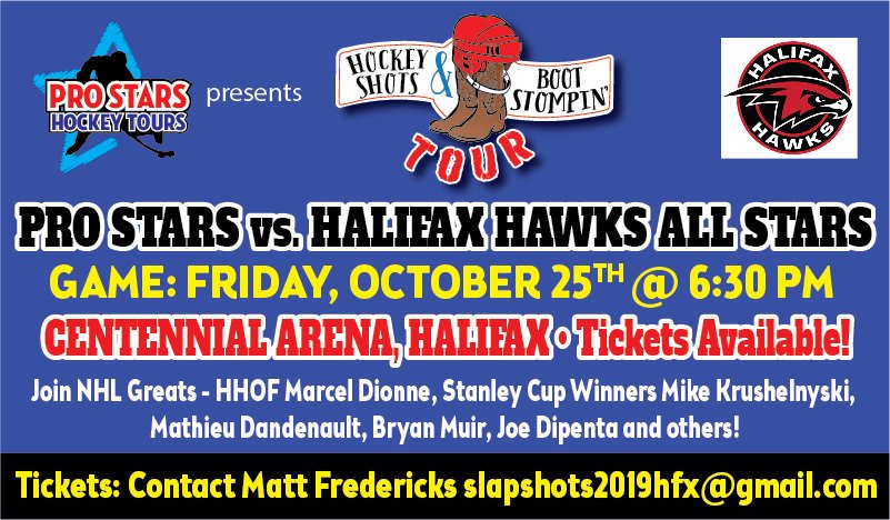 ProStarsHockey's tweet photo. Get your tickets! @ProStarsHockey @MKrushelnyski @CliffRonning7 @Longback47 @dmcllwain71 @dennisvial  @joedipenta @kidSportnovascotia @halifaxhawksminorhockey #hockeyisgreat #fundraise  Advance ticket price end October 20th https://t.co/hcNsppwwtQ
