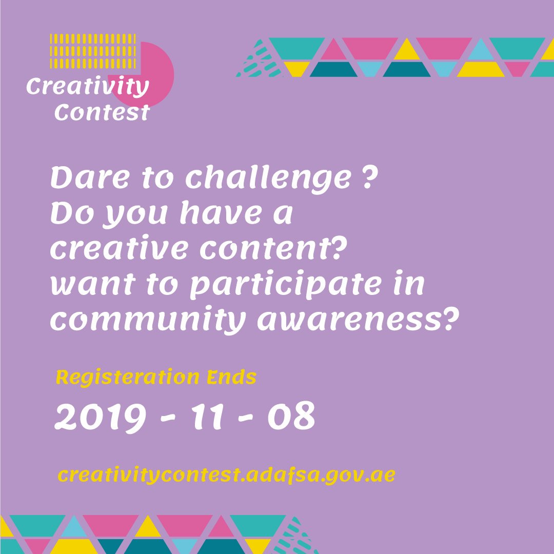 adafsa_gov's tweet image. جاهز للتحدي؟ عندك محتوى إبداعي؟

تشوف في نفسك القدرة على المساهمة في توعية المجتمع بإبداعاتك؟
Dare to take the challenge ? do you have creative content?

Do you have the ability to participate in community awareness?
#غرس_الإبداع #creativitycontest #creativity_contest #adafsa
