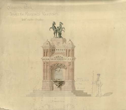 TheKeepArchives's tweet photo. An unexpected find amongst the beautiful plans of #QueensPark #Brighton and the villas surrounding it - the architect has sketched himself measuring up for the Memorial Fountain c1893
#inthearchive https://t.co/09XSFcePiI