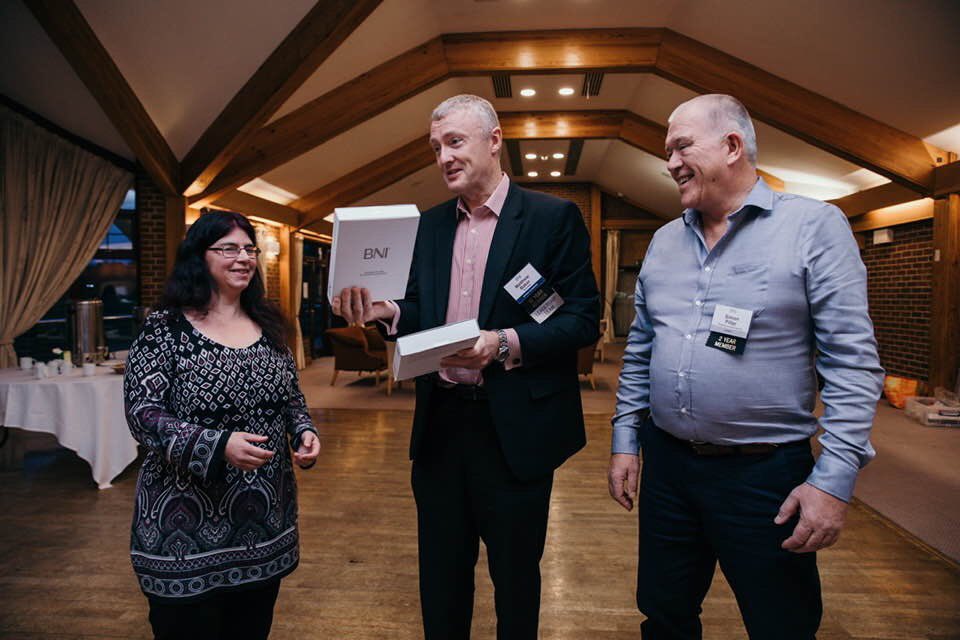What a week! President <a href="/MatthewLBaker/">Matthew Baker</a> and introducing member Simon Piller present Lisa Sturgess with her #newmember pack. Lisa is a #bookkeeper <a href="/BNISurrey/">BNI Surrey</a> #caterham #referralnetworking #giversgain