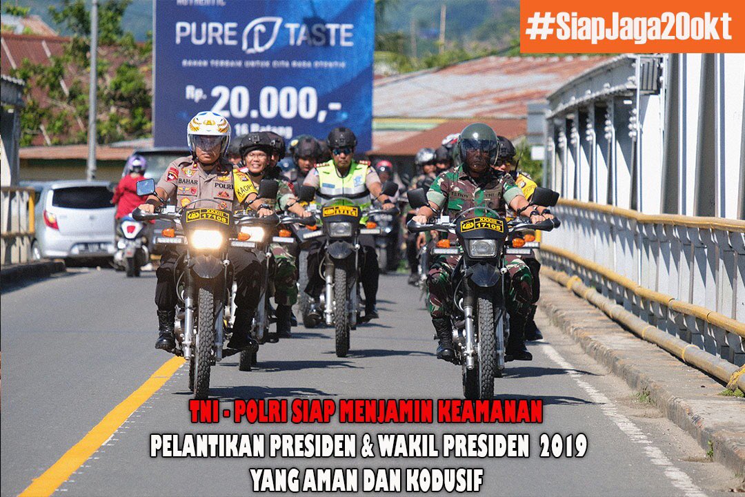 silumannagagun1's tweet photo. TNI POLRI SOLID SIAP JAMIN KEAMANAN PELANTIKAN PRESIDEN DAN WAPRES
#SIAPjaga20okt https://t.co/OQdfTKu9nP