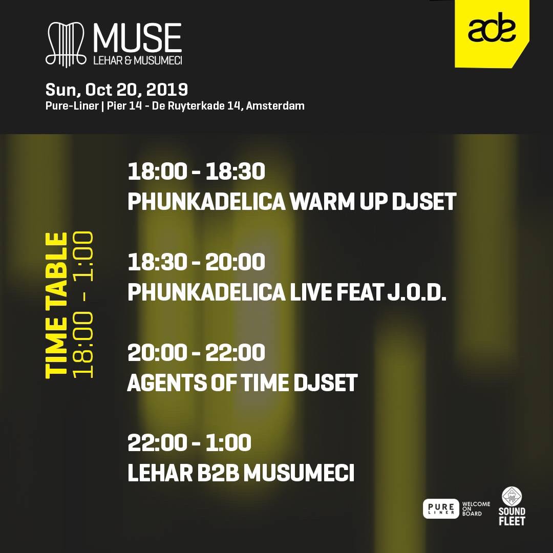 See you on Sunday from 18:00 till 1:00 with MUSE party at <a href="/Pureliner/">Pure-Liner</a> with <a href="/AgentsOfTime/">Agents Of Time</a> Dj set, Phunkadelica, and <a href="/Musumecirules/">Musumeci</a> b2b myself. #amsterdamdanceevent