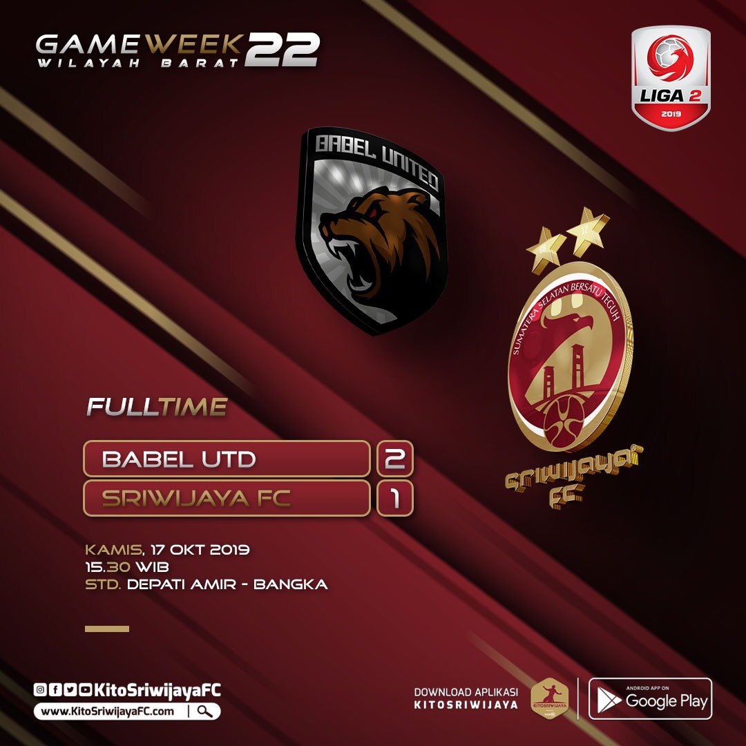 FULL TIME
.
.
#DukungSFC #KembaliKeLiga1 #KitoSriwijaya #KitoPacak #DigiSportAsia #DigiAsiaBios