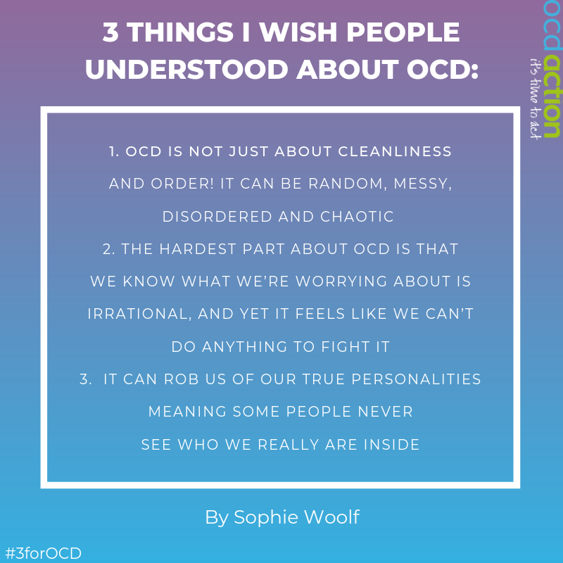 ocdaction's tweet photo. Here are 3 things that Sophie wants people to understand about OCD.

We are loving seeing everyone's #3forOCD posts - please keep sharing them for #OCDWeek! https://t.co/T0VWvECTUq