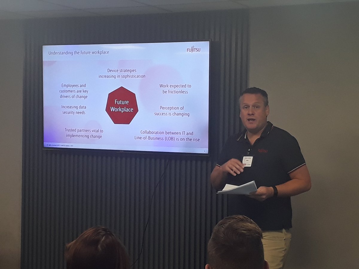 dealersupport's tweet photo. Andrew is giving an overview of how Fujitsu can make a difference in the digital transformation journey. @fujitsu_uk https://t.co/qBRLj0Cgw6