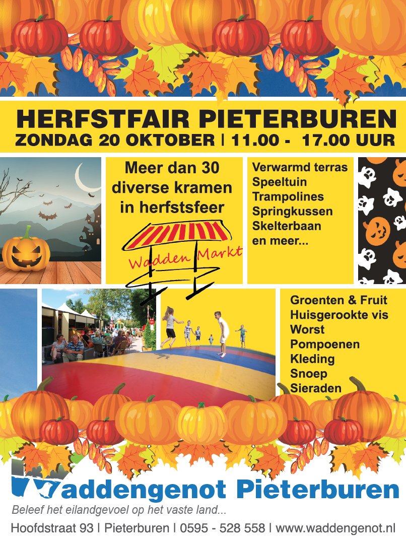 Waddengenot's tweet photo. Aanstaande zondag 20 oktober herfstfair in Pieterburen. https://t.co/4R7GxrdbTB