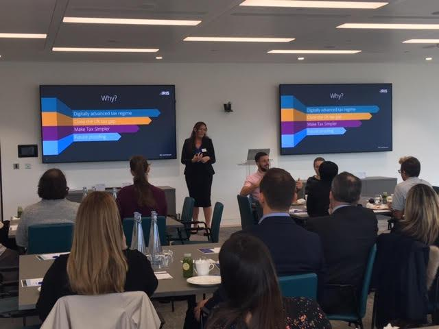 Jenny Strudwick, Senior Product Manager at <a href="/IRISSoftwareGrp/">IRIS Software Group</a> in #London today talking about staying compliant with Making Tax Digital at The Future of Finance Event! #MTD #Finance #1RIS
