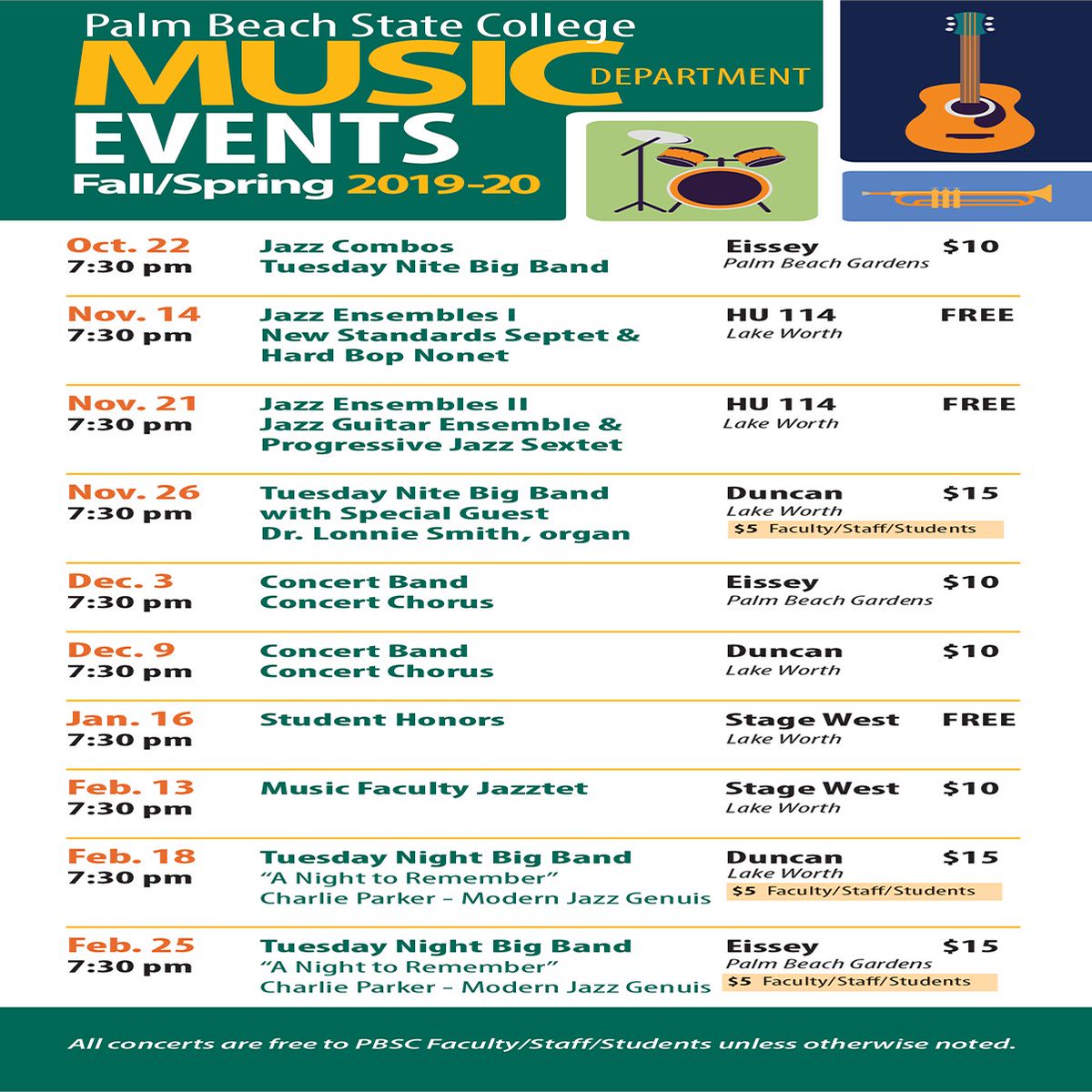 ArtsPbsc's tweet photo. PBSC Music Department has been busy! Come check out our various 2019-2020 concerts in the area #jazz #bigband #chorusconcert https://t.co/jxViDnLgVf