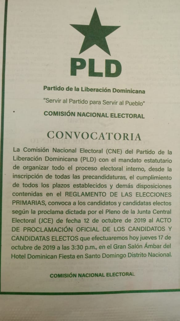 catalinahquez's tweet photo. COLORIN COLORADO 

Llegó la hora,  porque el mundo gira constantemente y la vida no se detiene,  está tarde @juntacentral proclama oficialmente candidatos ganadores de las primarias @PLDenlinea y PRM.

#GonzaloPresidente2020 https://t.co/0s2HdqqtGX