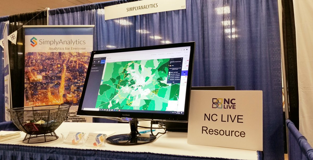 SimplyAnalytics's tweet image. #SimplyAnalytics is here today at the @nclive Biennial Conference! Stop by Table 117 until 530pm EST and learn about this valuable NC LIVE resource! #datasayswhat #NCLA19 #NCLive #libraryconference #biennialconference