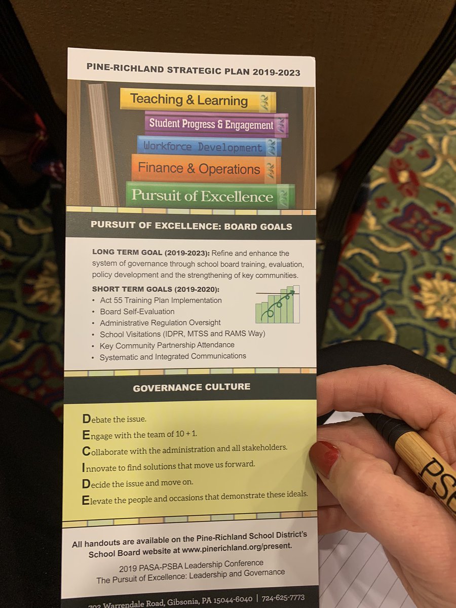 PSBA -PASA Conference Day Two...2nd Session: WOW! This school district shared their information and plan for Excellence for  all students and inclusion of all board members in their planning  #PaSLC2019