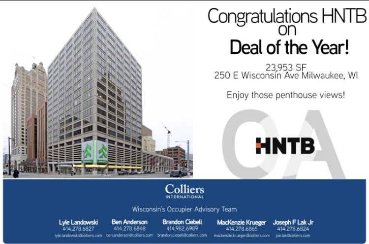 Ashley Booth (@aboothashley) on Twitter photo Can’t wait to get into our <a href="/HNTBCorp/">HNTB</a> new space! Great to contribute to downtown Milwaukee’s <a href="/MilwDowntown/">Milwaukee Downtown</a> continued renaissance! <a href="/CARW1/">CARW</a> @ColliersIntl_WI <a href="/cityofmilwaukee/">City of Milwaukee</a> @MayorOfMKE Can’t wait to get into our <a href="/HNTBCorp/">HNTB</a> new space! Great to contribute to downtown Milwaukee’s <a href="/MilwDowntown/">Milwaukee Downtown</a> continued renaissance! <a href="/CARW1/">CARW</a> @ColliersIntl_WI <a href="/cityofmilwaukee/">City of Milwaukee</a> @MayorOfMKE