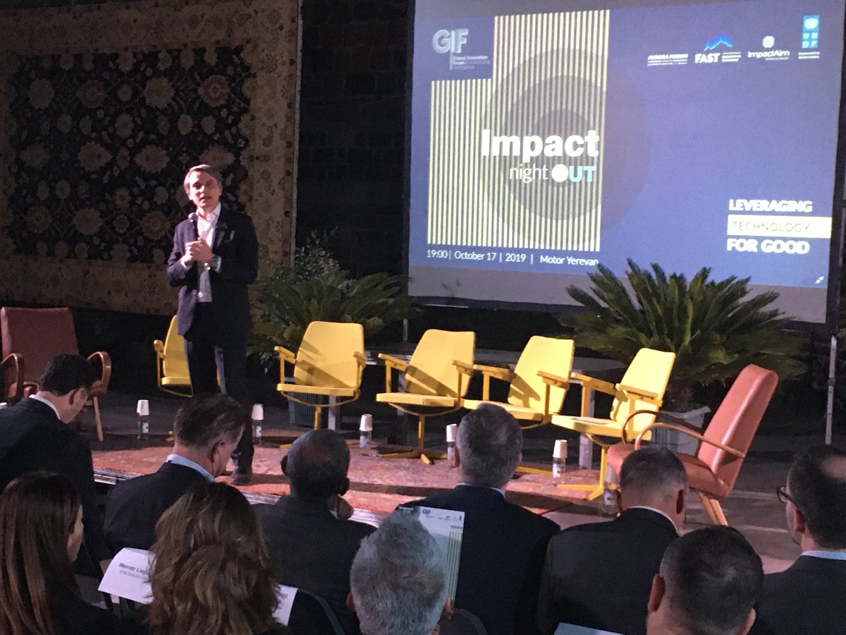 UNDPArmenia's tweet photo. We cannot achieve #SDGs without #innovation, support of #tech community, #science, said head of @UNDPArmenia @maryasin_undp at #impactnightout organized with @Foundation_FAST w/frame of #GIF19 @impactaimVA https://t.co/cFt07m7dX1