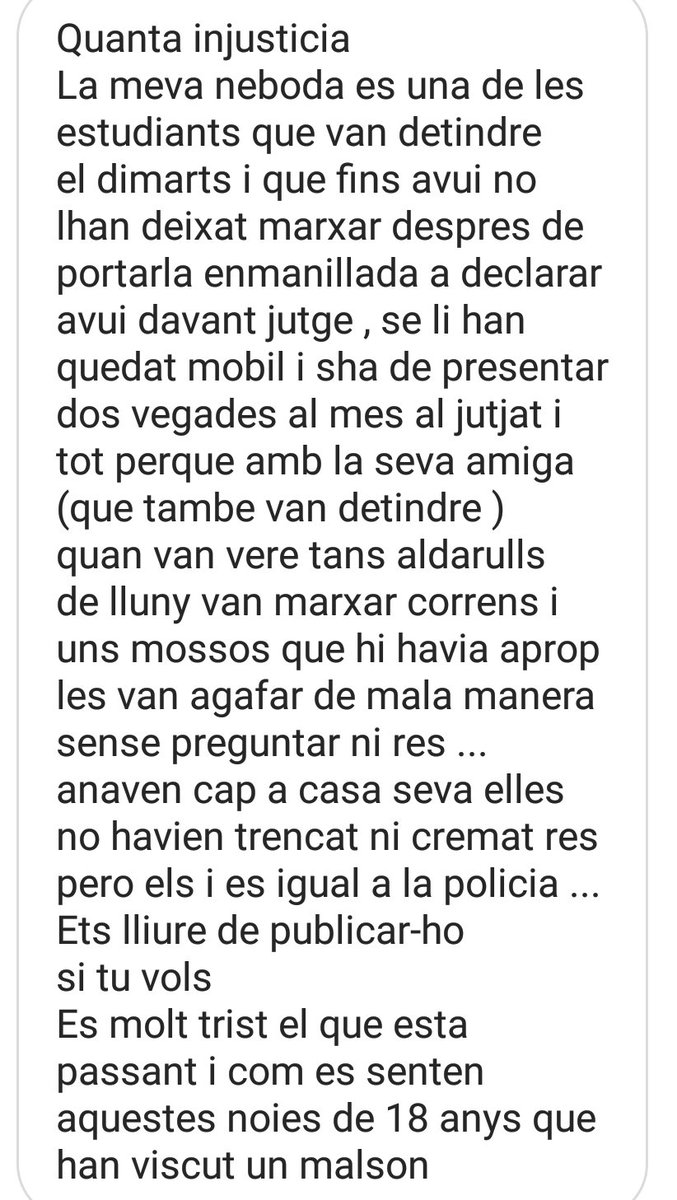 Tieta d'una de les detingudes: <a href="/CDRsLleida/">CDRs de Lleida</a> @CDRepublicaUdL <a href="/AdvocaciaL/">AdvocaciaperlaDemocràciaLleida</a>