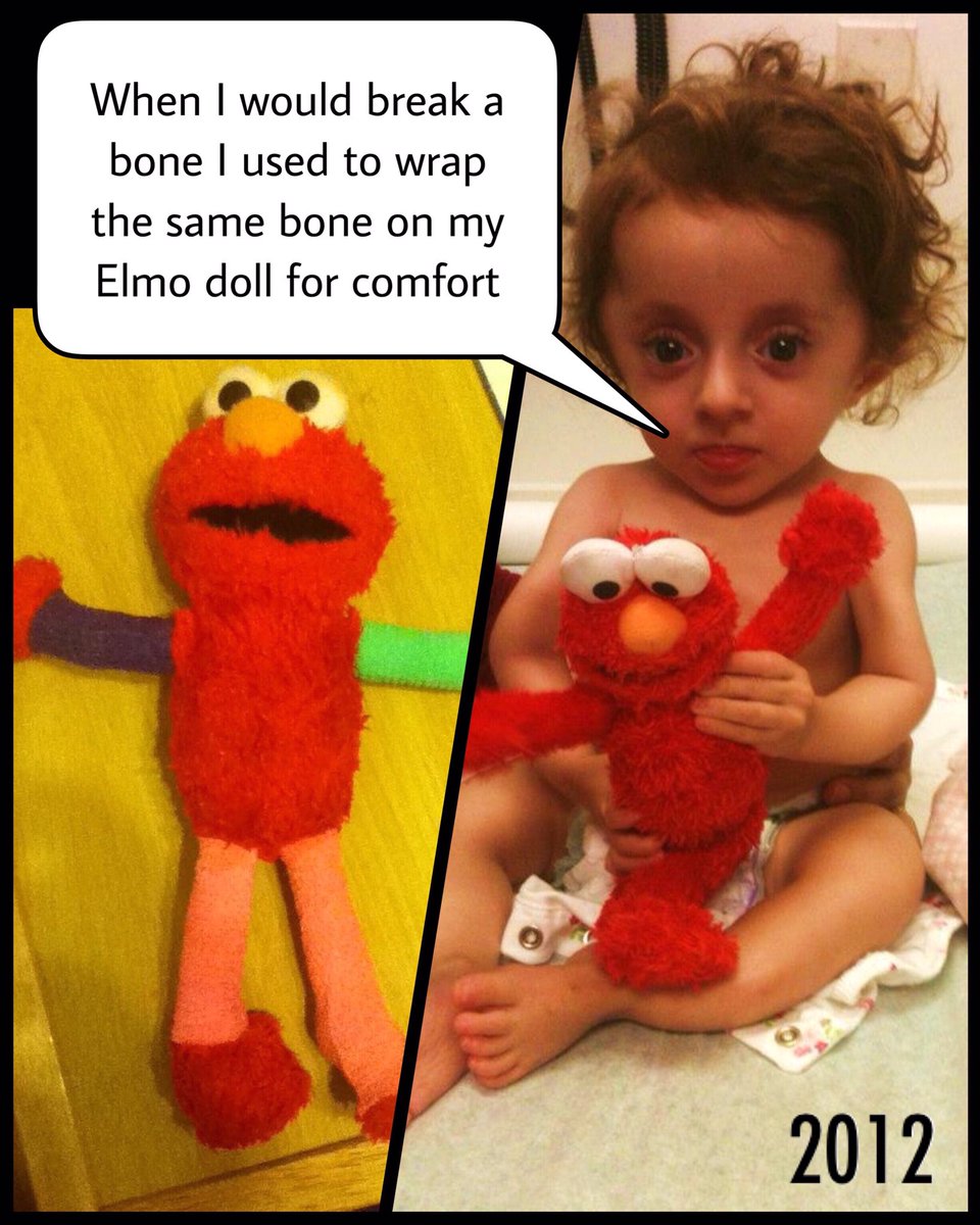 Eksklusiv kim lur Sammi Haney on Twitter: "#tbt When I broke one of my brittle bones I used  to wrap the same bone on my Elmo doll for comfort. Having a friend who is  going