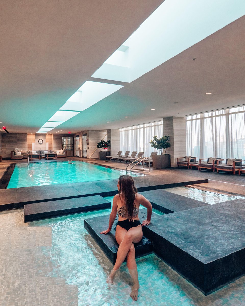 FSToronto's tweet image. Rejuvenating on Cloud 9 with our indoor relaxation pool, naturally lit by skylights and floor to ceiling windows. (Photo: thebrunettetravelista) #FourSeasons #FSToronto #FSSpa #FSWellness