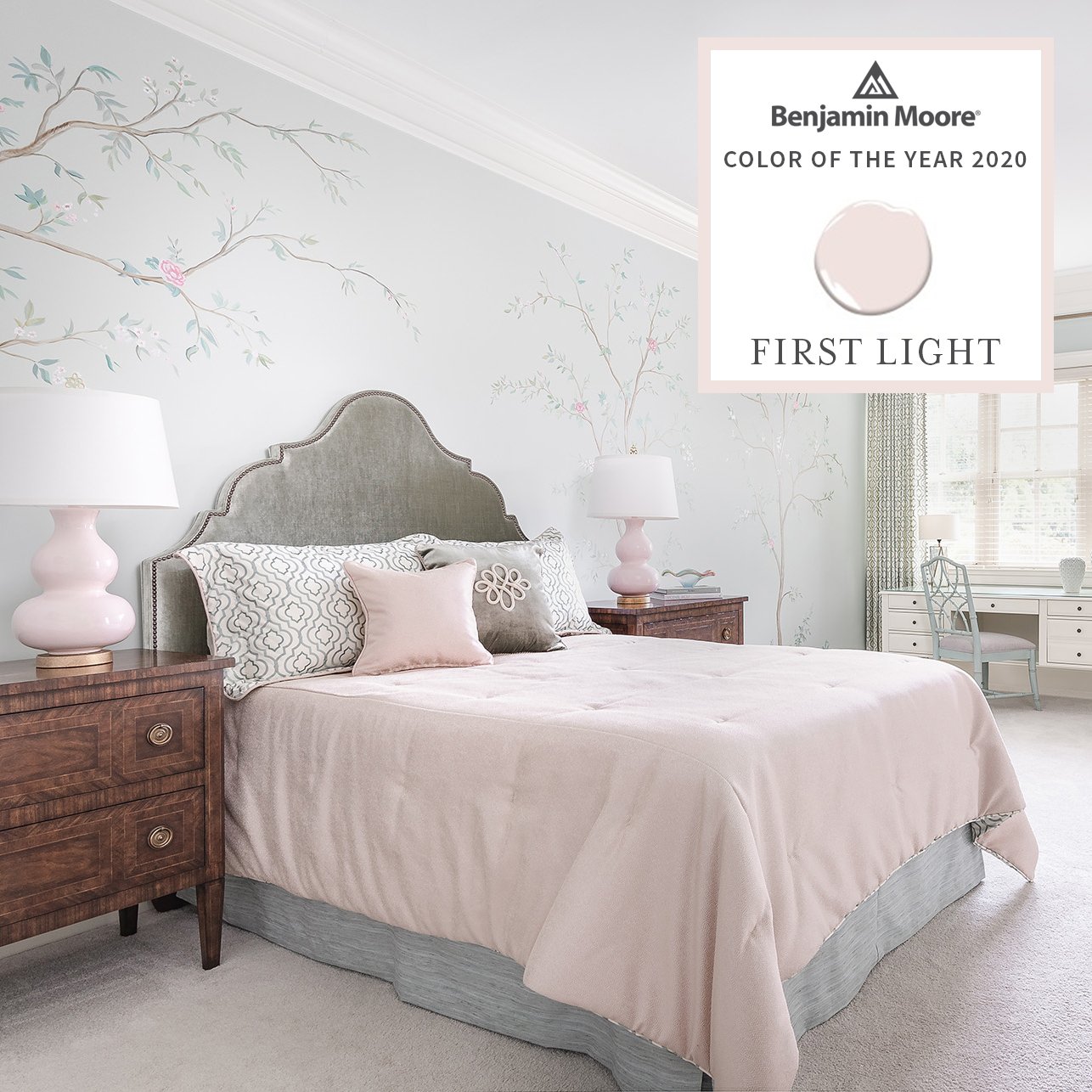 Decorating Den Interiors ar Twitter: "Benjamin Moore announced their 2020 Color of the First Light. A refreshing alternative to white or beige, First Light is a soft, airy pink that flatters