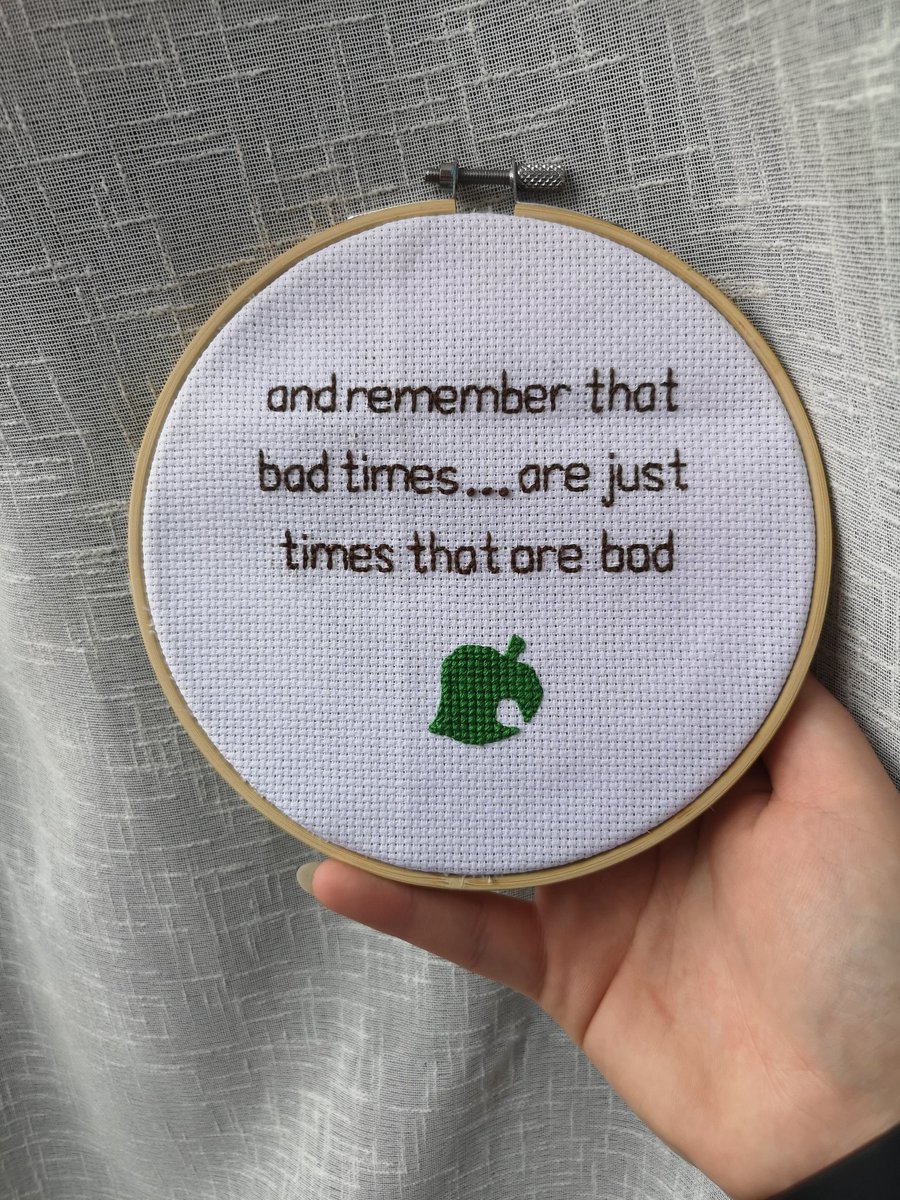 Comission number 2! An animal crossing quote with the leaf from the game! I'm super proud of both the font and the leaf 