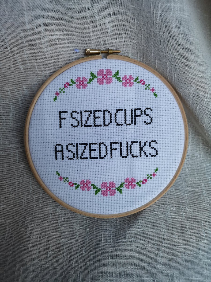 For when you've just Had Enough! Customizable to required size and sells for £20 ($25)! Worldwide shipping is included in the price! This stitch is on a quite a large hoop, about the size of my hand, to make a statement but can easily be made smaller for no additional cost!