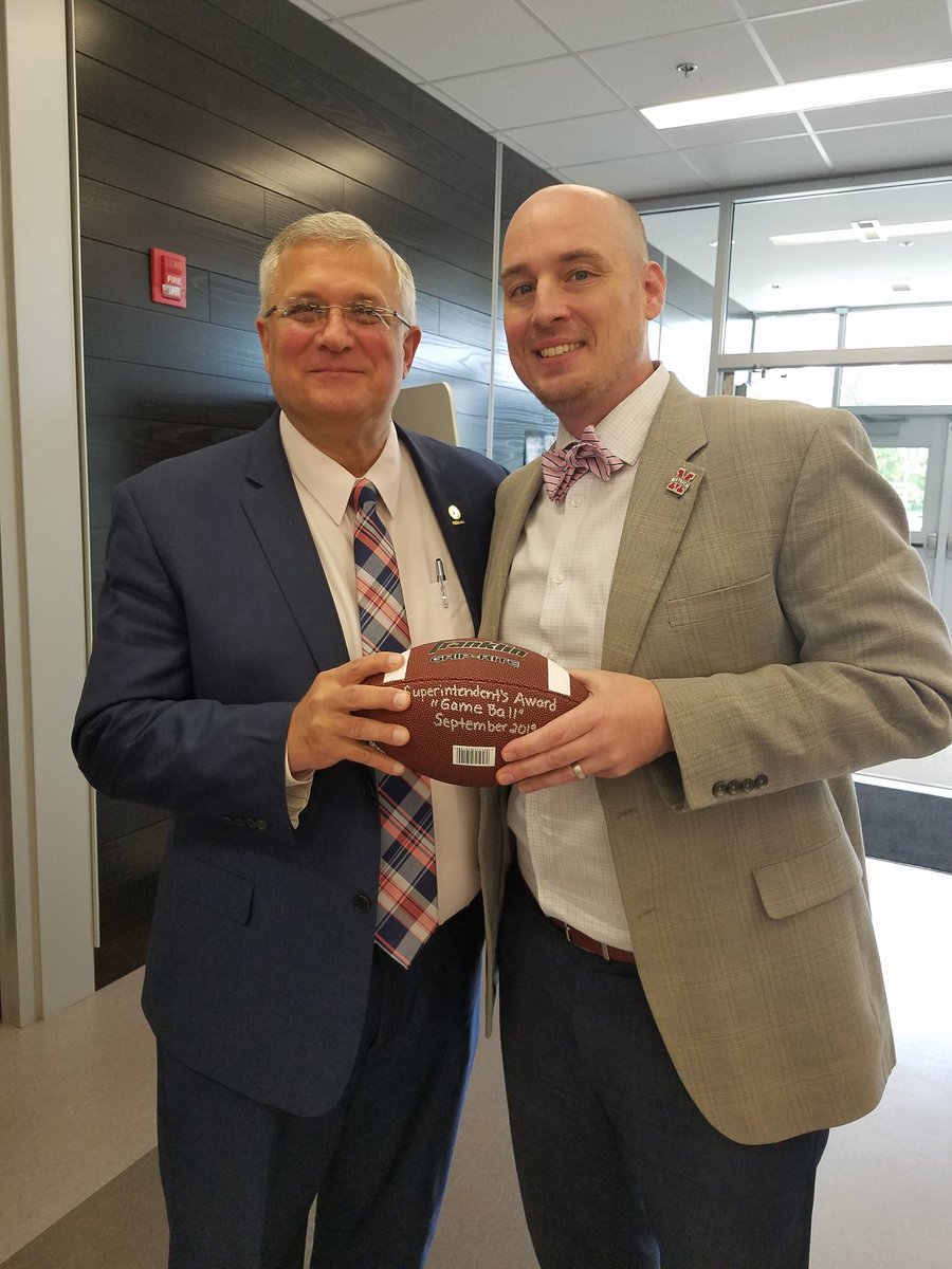 Honored to receive the superintendent's "game ball" for "cultivating an outstanding climate and culture among staff and students." #MatoacaProud #oneccps