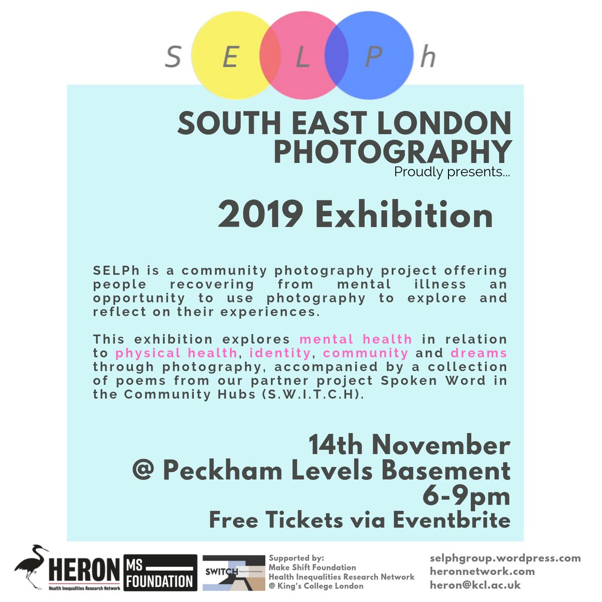 We are excited to announce that our 2019 Exhibition will be at Peckham Levels on 14th Nov! Register for your free ticket on Eventbrite: bit.ly/35LUjgq