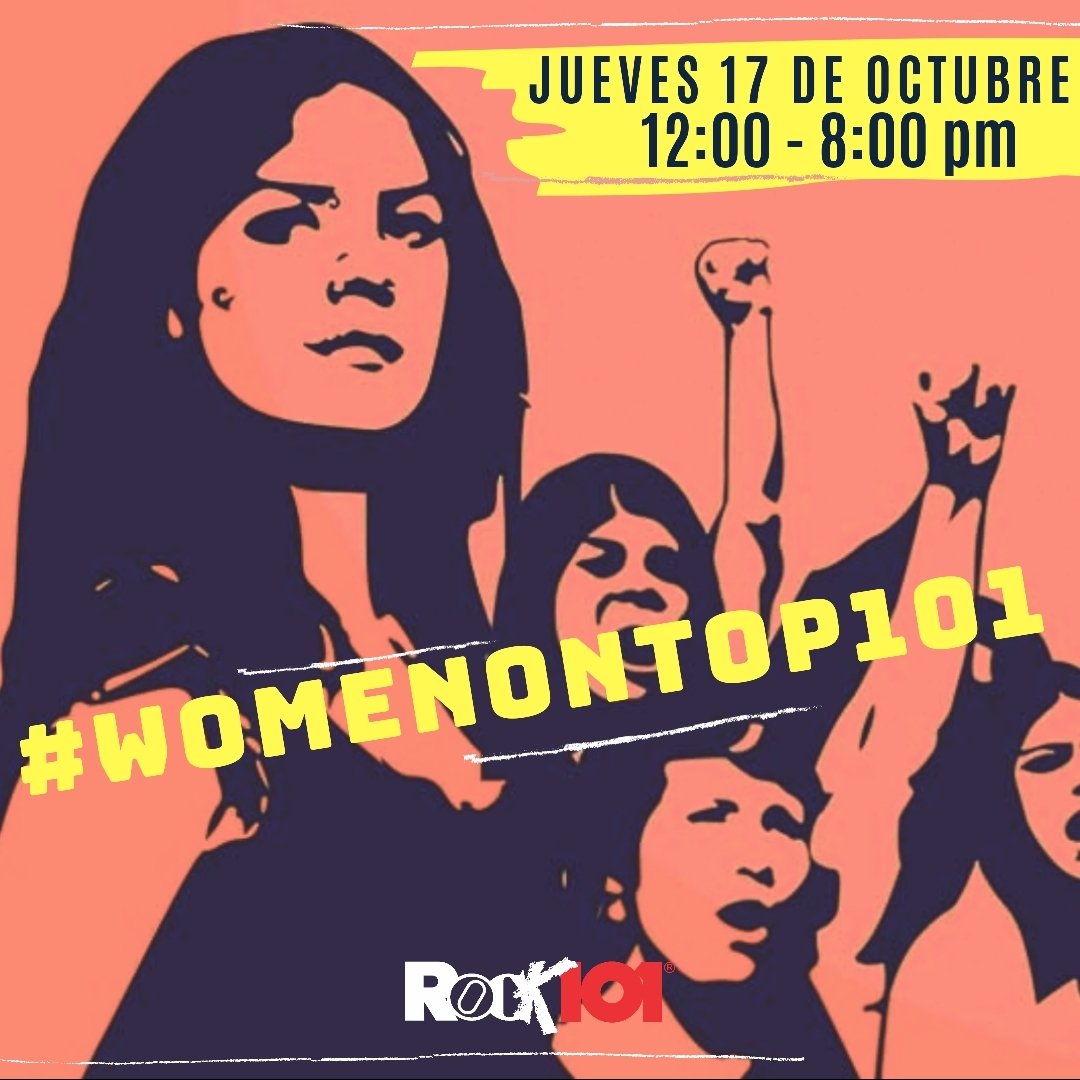 r101ck's tweet photo. Este jueves, conmemorando el día en que las mujeres mexicanas adquieren derechos politicos y sociales, presentamos el especial #WomenOnTop101: 
12 h. @elunicoriginal 
14 h. @Suena101 
16 h. Micrófono abierto*
18 h. @DJConchayToro y @yadislava
Por https://t.co/LpdyMVcnuZ https://t.co/BgItnNlkYn
