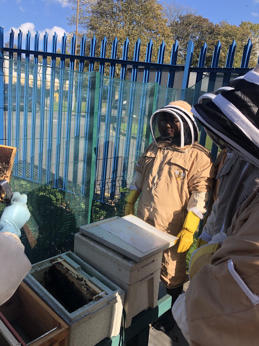 OCS_SU's tweet photo. @OldhamCollege students having fun with the 🐝 project #bees https://t.co/hsNBEVstlj