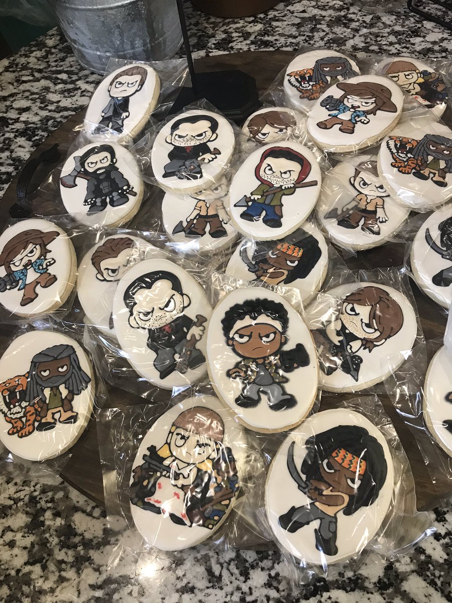 Jacobs_Table's tweet photo. How cute are these #TWD cookies we have!?! Come by and grab yours today!!! #JacobsTable #CampMarimac #TWDfamily #Senoia https://t.co/UFuYfUkl50