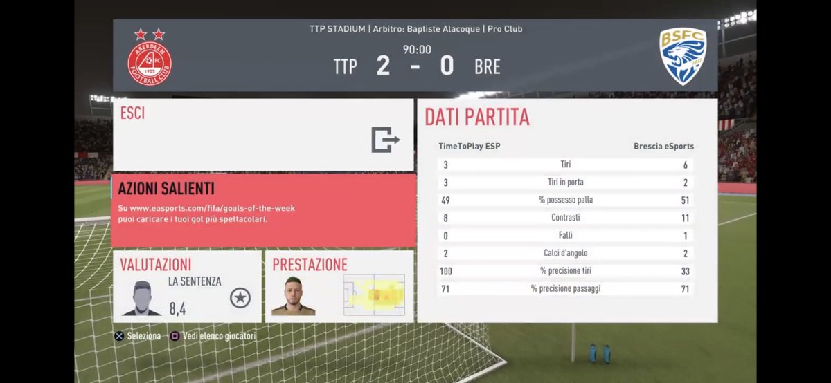 🎙#MatchResult 

🏆 Serie B <a href="/VPG_Italy/">VPG Italy</a> 🇮🇹
🗓 1^Giornata 
🐻🆚 <a href="/Brescia_eSports/">Brescia eSports</a>  
2-0✅
⚽️<a href="/MirkoR9x/">MirkoR9x</a> 
⚽️<a href="/NotDarjo/">NotDarjo</a> 
👟@LaSentenza22 

<a href="/pctransfermarkt/">🇮🇹 PRO CLUBS TRANSFERMARKT🔍</a> 
<a href="/ProClubITA/">ProClub ITA</a>  
Si parte subito al 🔝🤙🏻 gg agli avversari 👏🏻