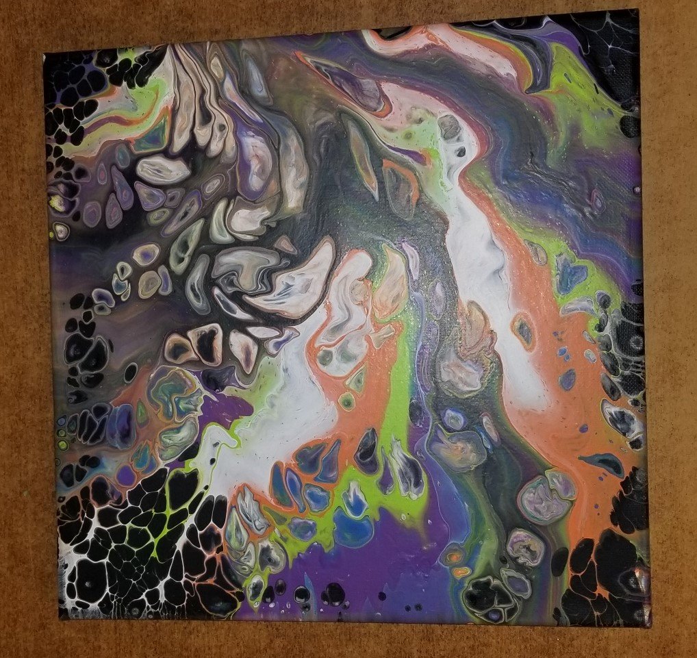 WhitewoodLib's tweet photo. Well they are a few days late but these are the paintings from a week ago. Everyone used the exact same colors, the exact same amount of paint and the exact same size bottle bottom. What a variety of results. https://t.co/UoriO3FTI1