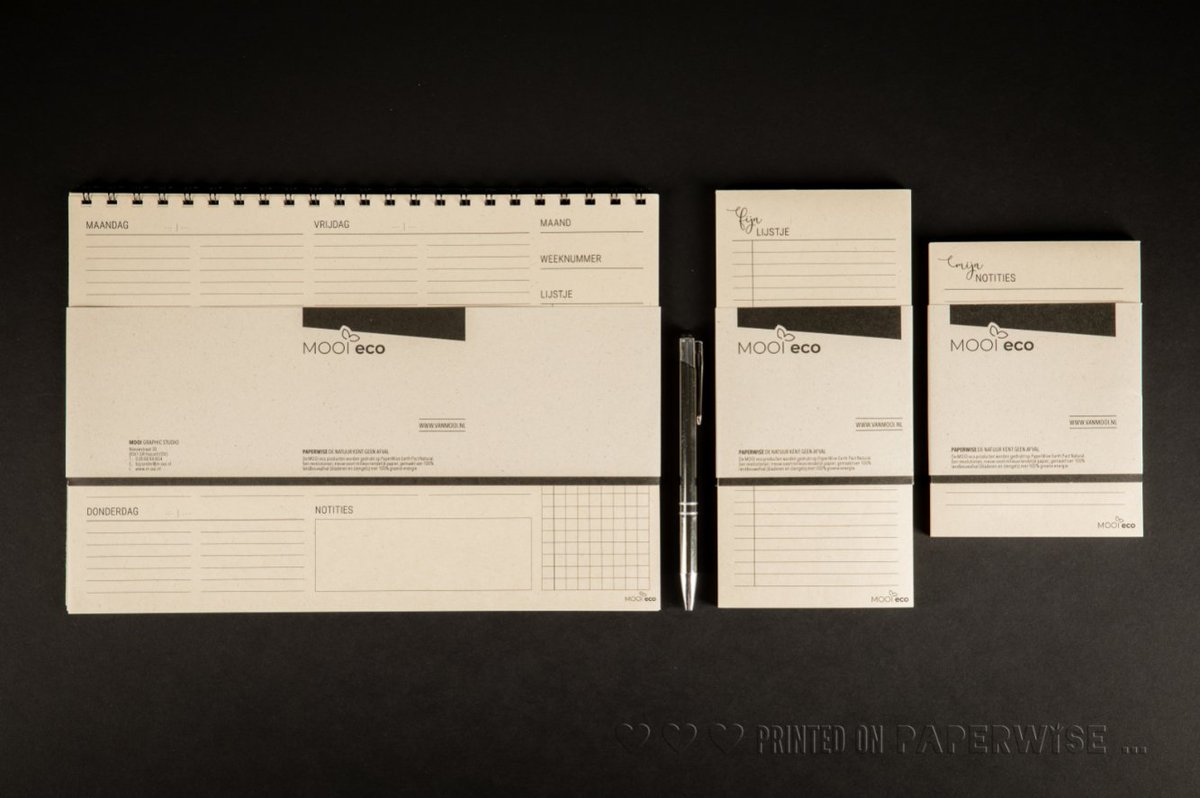Stationary like you haven't seen it before! The calenders, notepads and much more are printed on PaperWise, which is 47% better for the environment, as well as recyclable! Together we make the world a little bit more beautiful! 🌍