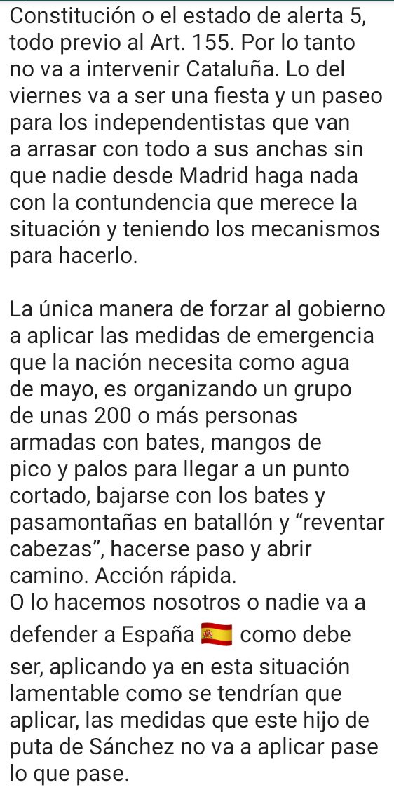 AlertaAntifaBCN's tweet photo. #AlertaUltra
L'extrema dreta treu la seva pitjor cara i la mes violenta davant de la #VagaGeneral18O.

Des d'AlertaAntifeixista fem una crida a extremar les precaucions, no permetre que agredeixin a ningú, ser una pinya unida i no tornar soles a casa.

Activem el HT #AlertaUltra https://t.co/14w53Yj3vT