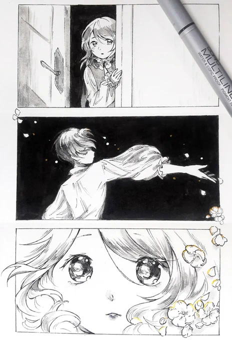 day 9 - spellbound
Pierrot wanders around the opera and finds a dazzling star.
(aka an excuse to draw out a dokidoki shoujo moment)
#inktober #inktober2019 #reveriepierrot 