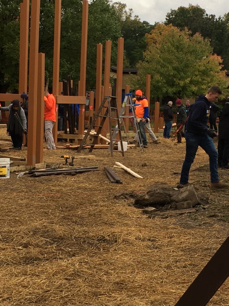 A2earlychild's tweet photo. Eberwhite playground build- Day 2.  Students are excited to watch parents, teachers, and volunteers build this huge structure.  Thank you! @A2Eberwhite @A2schools @A2SchoolsSuper #takesavillage https://t.co/AS8ZO9W9bM