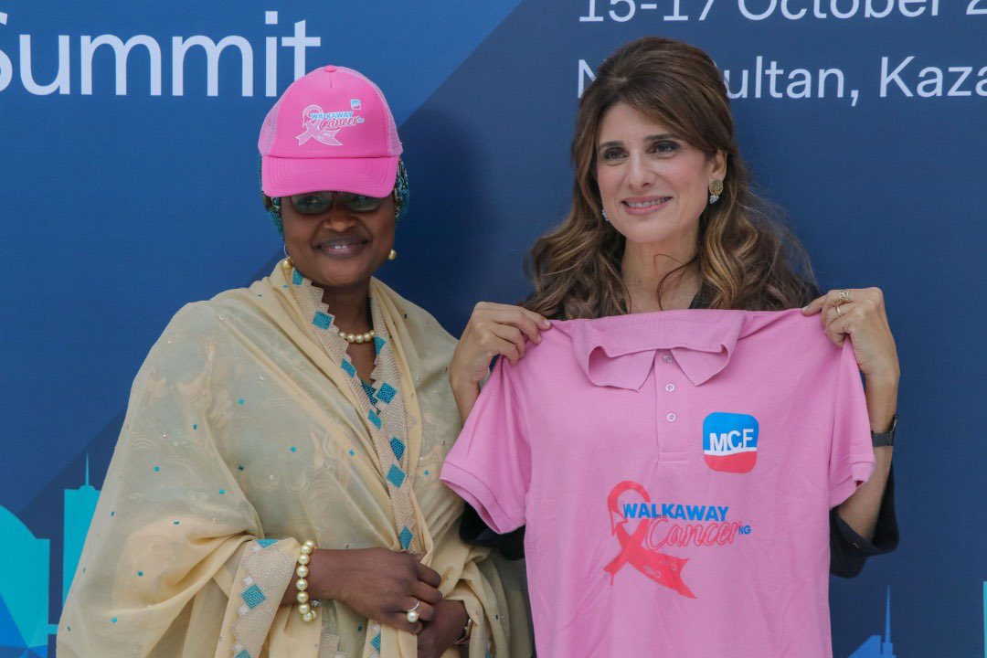 DrZSB's tweet photo. It’s been a very enlightening 4 days in Astana at the #2019WCLS . Fighting #cancer requires global team effort. So I have recruited advocates from around the globe to #walkawaycancerng. HE Sika Kabore 1st Lady of Burkina Faso,HRH Princess Dina, as well my co board members @UICC. https://t.co/iMtrZS8lYt