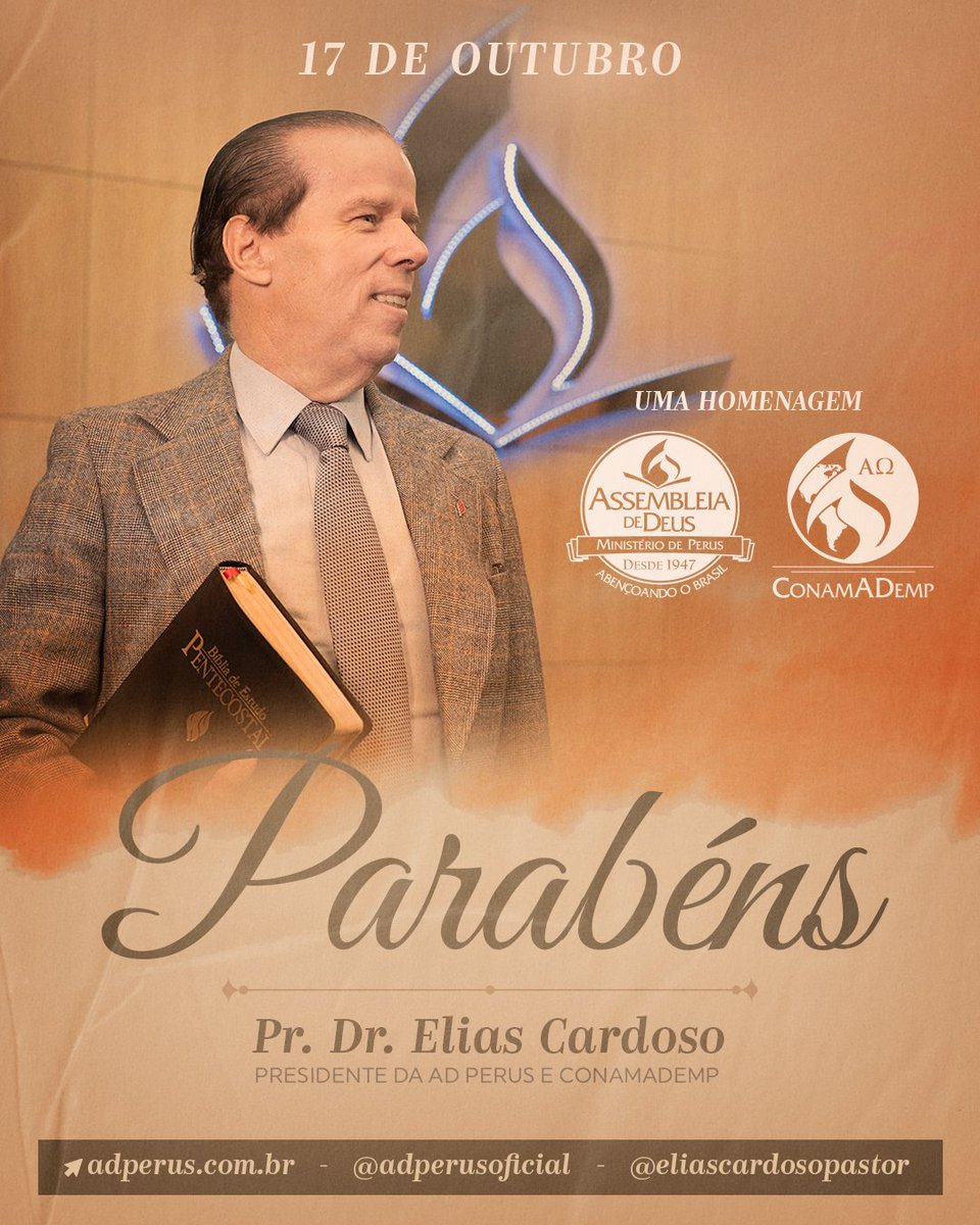adperusoficial's tweet photo. Parabéns, pastor Elias. Que o Senhor conceda muitos anos de vida e muita vida em seus anos. - "Os passos de um homem bom são confirmados pelo Senhor, e deleita-se no seu caminho." Salmos 37:23 #Aniversario #Pastor #EliasCardoso #UmadempBrasil #CampBrasil #CibempBrasil #Conampe https://t.co/2SiHUU58l6
