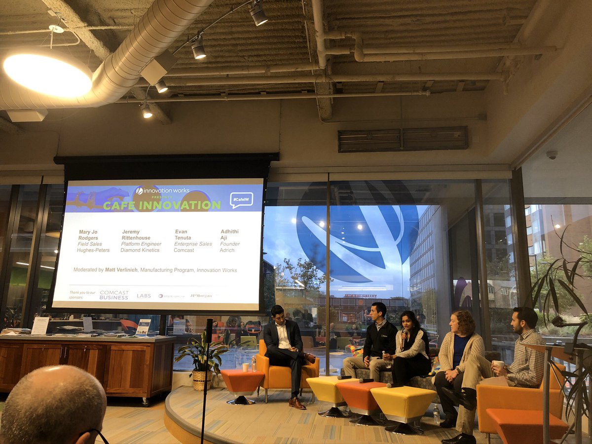 The October #CafeIW is off to a great start. All things #manufacturing this morning from this great panel of entrepreneurs, manufacturers, and industry experts.  #innovation #Entrepreneurship