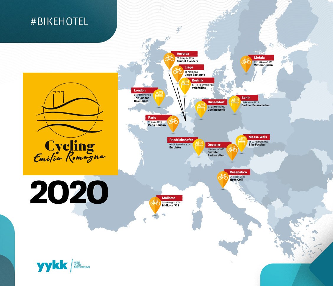 🚴‍♂️🚴‍♂️ CYCLING EMILIA ROMAGNA 🚴‍♂️🚴‍♂️
📣📣📣 Per il 2020 un ambizioso programma di promozione, un TOUR che abbraccia tutta l'Europa 
Per il 2020 si concretizzerà con una Guida sul Turismo BIKE in Emilia Romagna| ℹ️ info@yykk.com
#yykk #cyclingemiliaromagna #bikehotel #bike #hotel