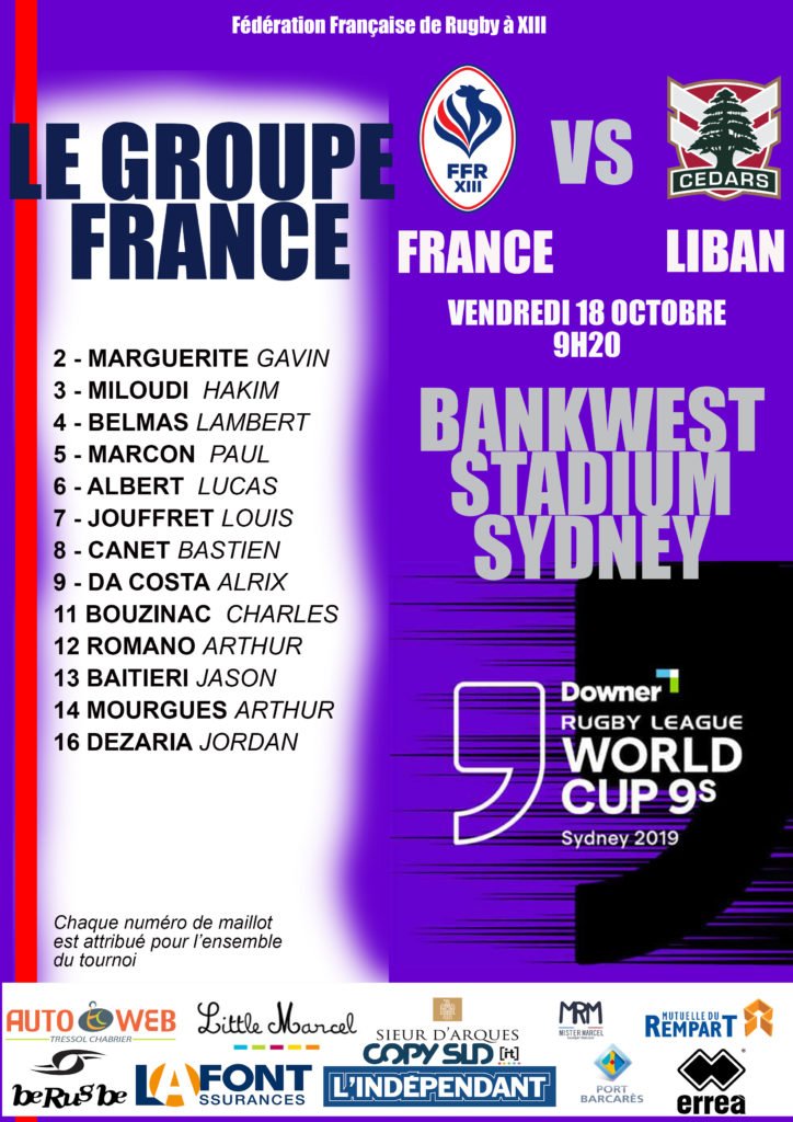 Félicitations à Gavin MARGUERITE, <a href="/PaulMarcon1/">Paulo</a> et <a href="/JordanDezaria/">jordan dezaria</a> retenus dans le groupe 🇫🇷 pour affronter <a href="/LebanonRL/">Lebanon Rugby League</a> demain ! 👏

Plus d'infos ici  👉 bit.ly/35JT7d4