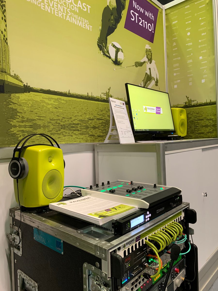 RAVENNA_Network's tweet photo. Our stand at #AESNewYork features a number of devices from different manufacturers — including equipment from #RossVideo, #DirectOut, #MergingTechnologies, #Riedel, #Genelec & #Archwave. We also have a #Dolby Audio Meta Data demo over ST2110-31 (RAVENNA AM824) #RAVENNAenabled https://t.co/WG5mIq1foc