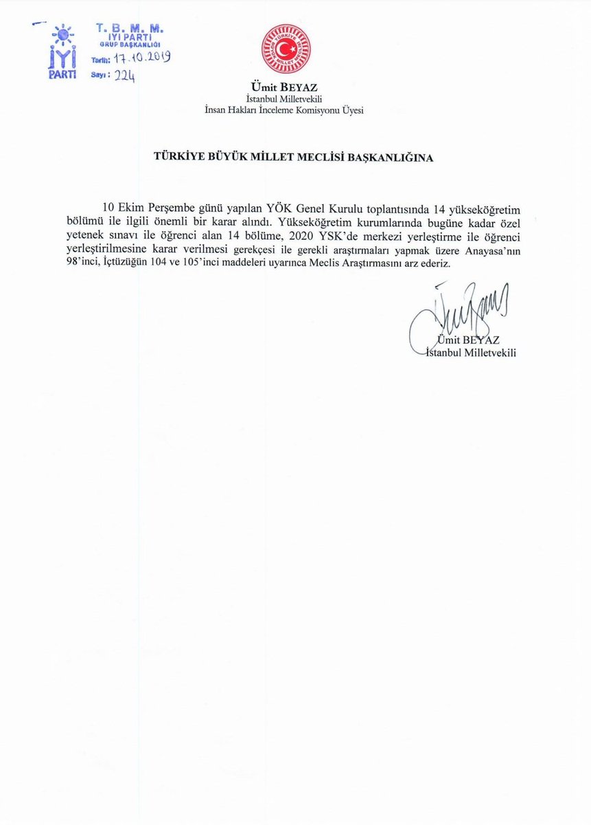 YÖK Türk Gençliğinin ayağına bağ olmaya devam ediyor.
Özel Yetenek sınavlarının kaldırılmasının önüne geçmek için TBMM nezdinde tüm girişimlerde bulunacağız.