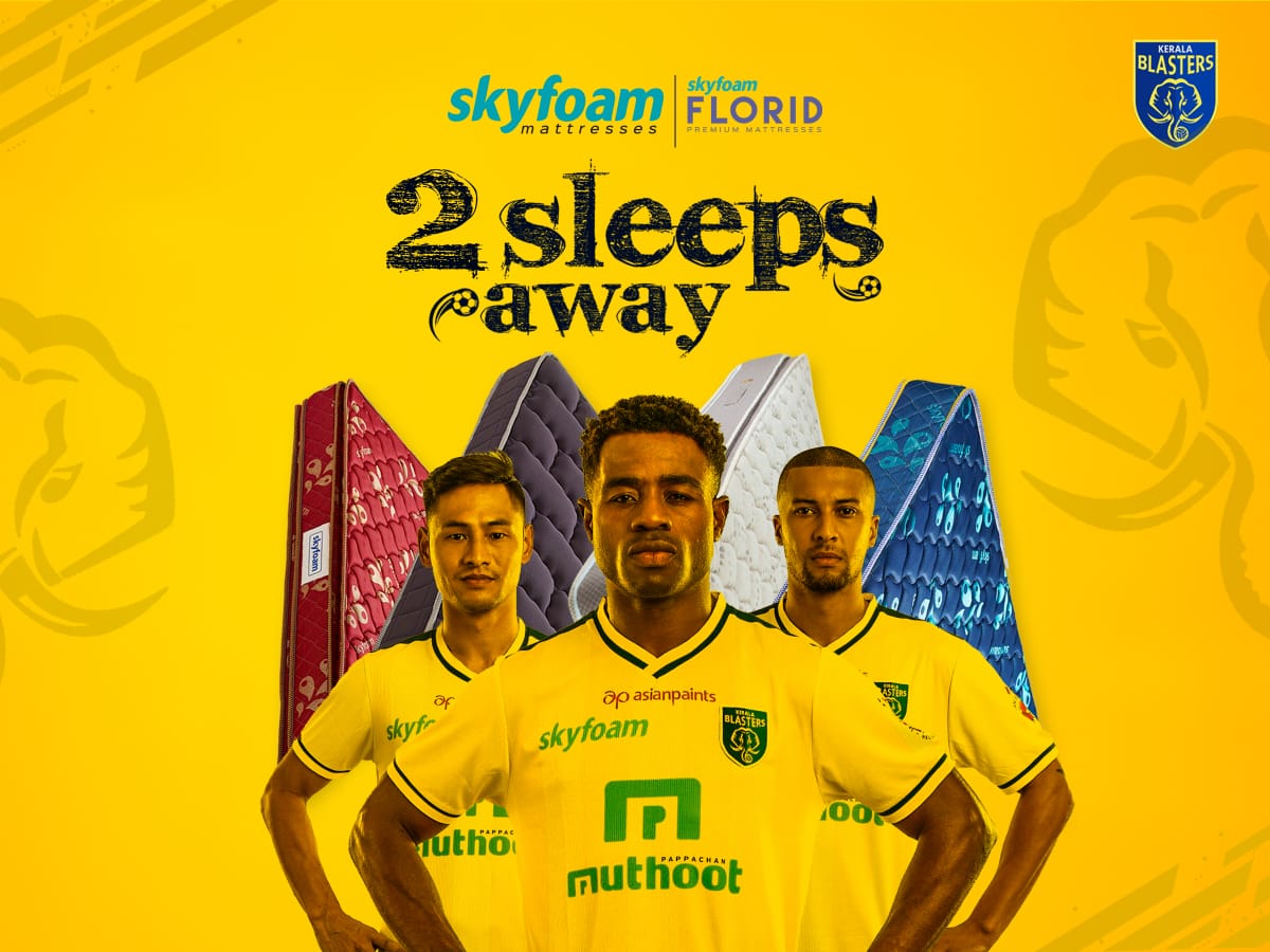SkyfoamM's tweet photo. Winning Needs Good Energy
We Need Good Sleeps 
For Good Energy!!!
2 Sleeps away 
#Yennum #Yellow #Skyfoam #Florid #Mattresses #Keralablasters 
@KeralaBlasters https://t.co/YEa8tFLFLn