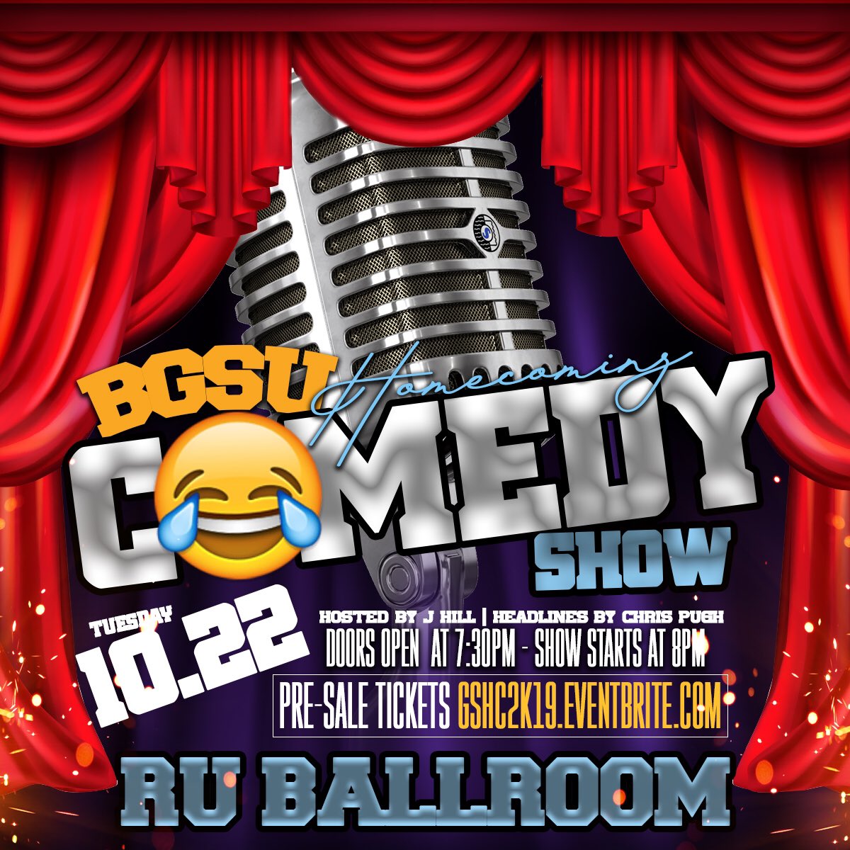 WeAreGoodEnt's tweet photo. BGSU Homecoming Comedy Show
$1 Early Bird
$3 General Admission
https://t.co/1eQxA45otL
@JokerzEnt x @BSAGaSouthern x @Lawless_Ent x @KreativeCollege x @GOODENT_
#SouthernNotState #gsu20 #gsu21 #gsu22 #gsu23 #Goodent @GOODENT_ OCT 22 https://t.co/Sg5ygUYD0Z