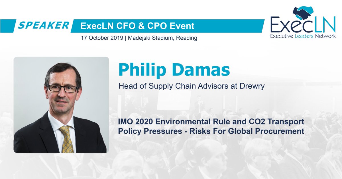 ExecutiveLN's tweet image. Join Phillip Damas from Drewry now in the Royal Suite to hear about - IMO 2020 environmental rule and CO2 transport policy pressures – risks for global procurement.

#ExecLN #ELN