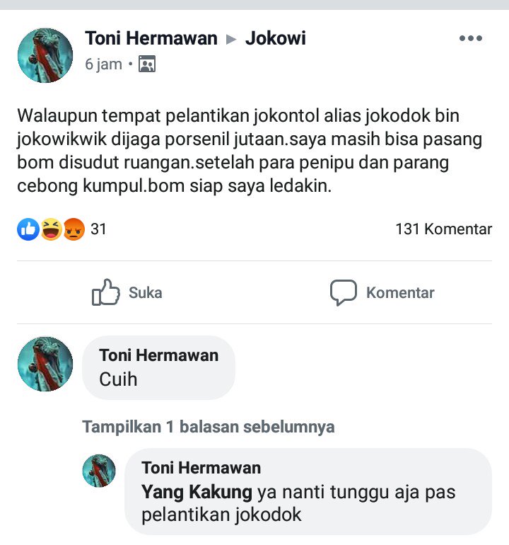 ImaMariska2's tweet photo. Akun fb ini suda mengancam dan meresahkan semoga aparat polisi segera menagani dan menagkap orang yg pnya akun ini https://t.co/2bhOqzv95e