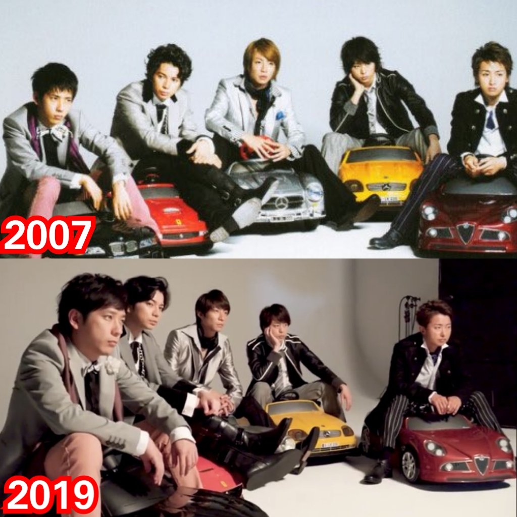mrsmatsujundesu's tweet photo. Arashi recreating single covers as Jun's production for the newsletter. 💜 https://t.co/GtfIl9yiqL