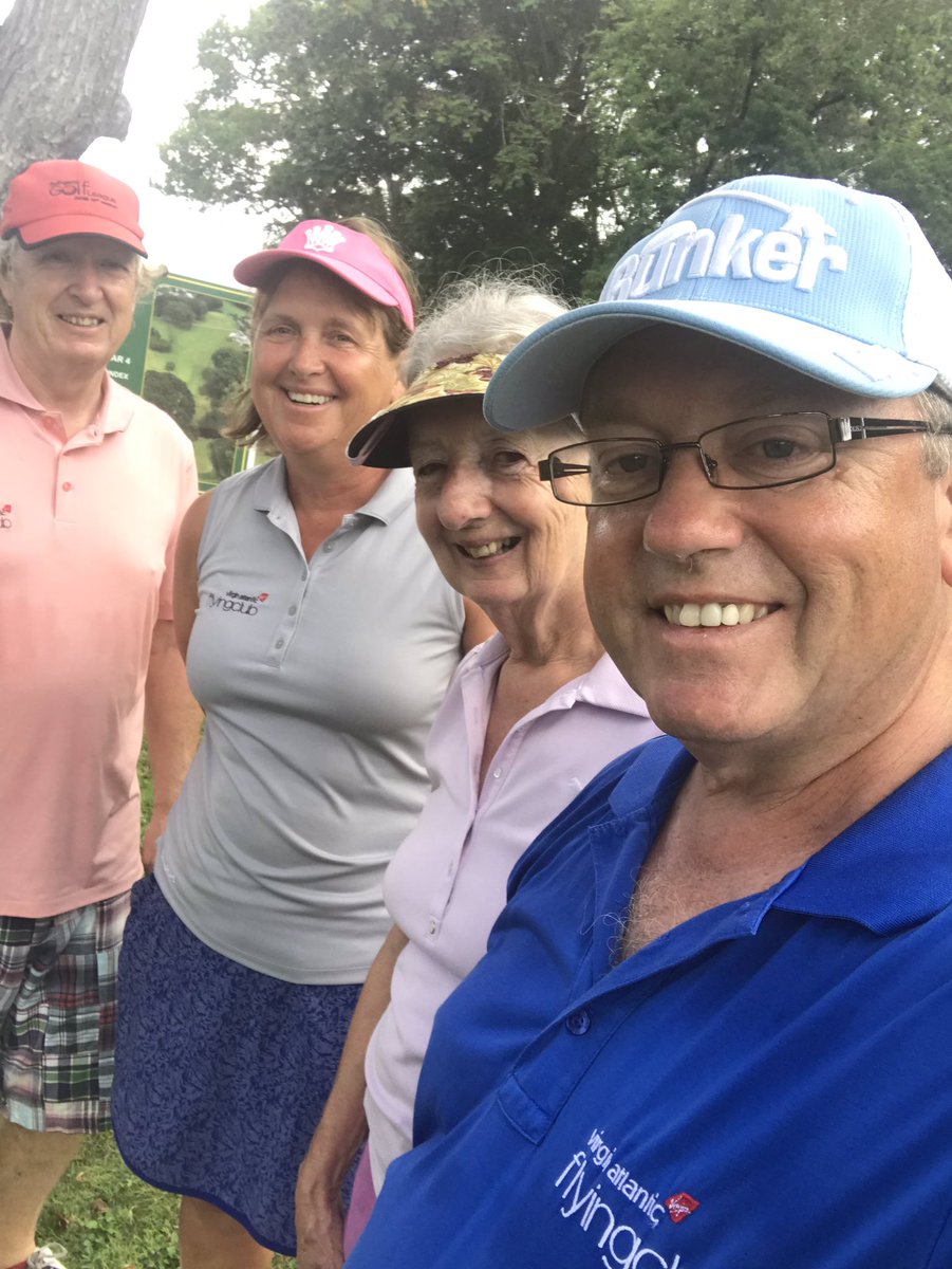 Scobbert's tweet photo. Early morning round @rockleygolfclub with @PitchingNiblick @mrsniblick and @karenascott65 @Glenmuir1891 @GolfingSwingers fresh from #Liverpool #S16Final overseas golf #itswhatSwingersisallabout @VirginAtlantic @MILESTONEevent https://t.co/ScIquyH2w7