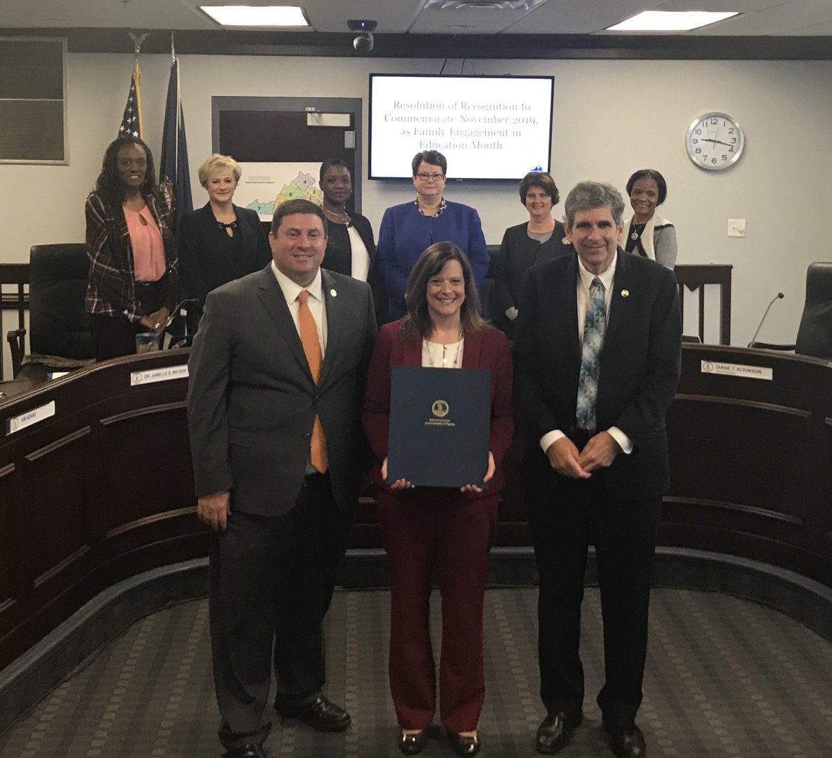 VDOE_News's tweet photo. Today, the Board of Education presents the resolution of recognition to commemorate November 2019 as #FamilyEngagement in Education Month! https://t.co/czyu4JNgs1